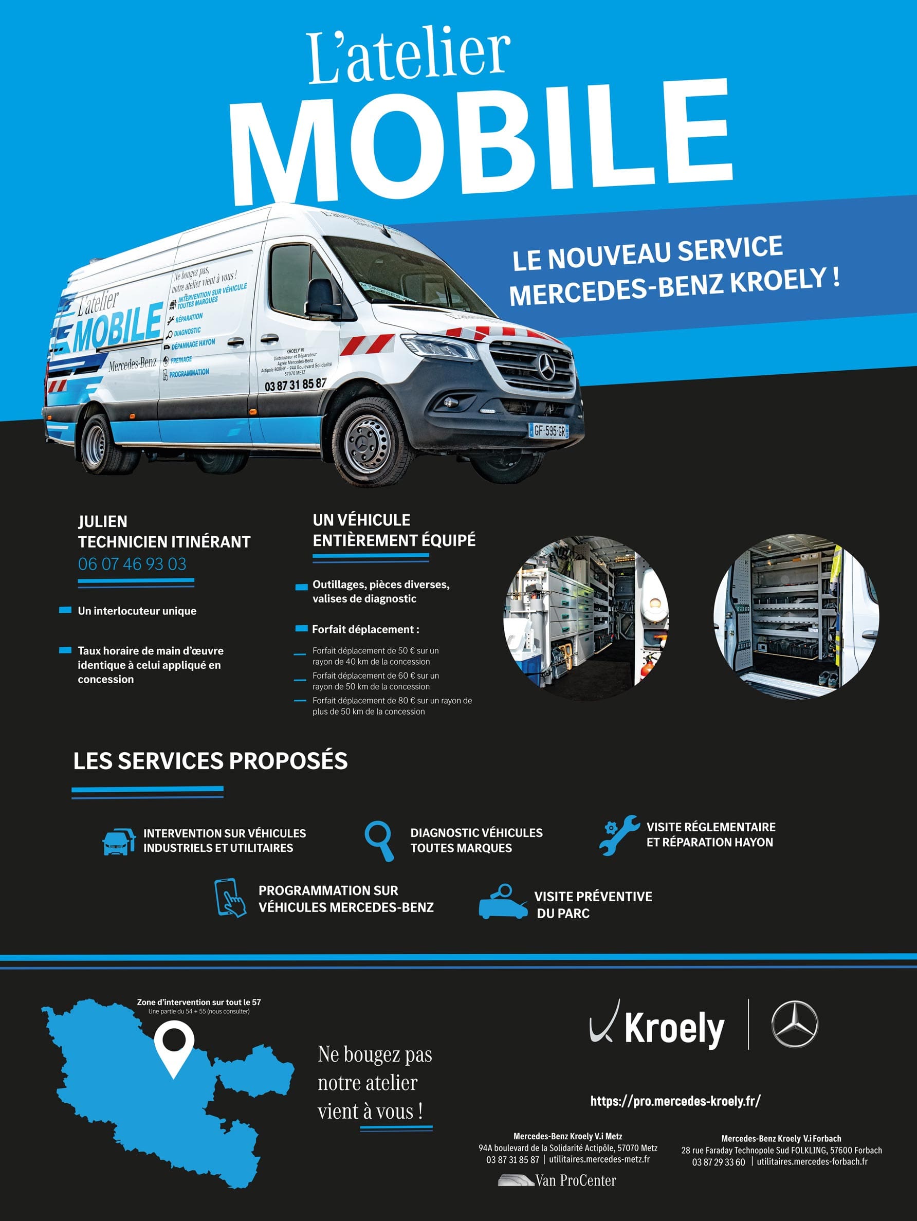 Affiche atelier mobile Mercedes-Benz Kroely